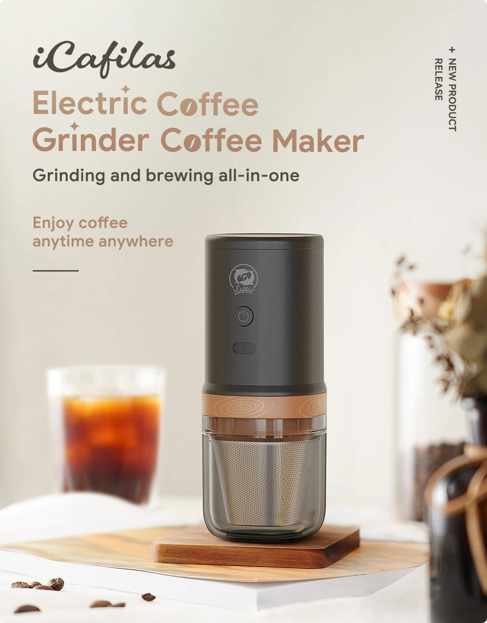Electric Grinder Efficient Grinding Portable -One Button Control Coffee Bean Grinder MATERIAL FOR LONGER LIFETIME grinding