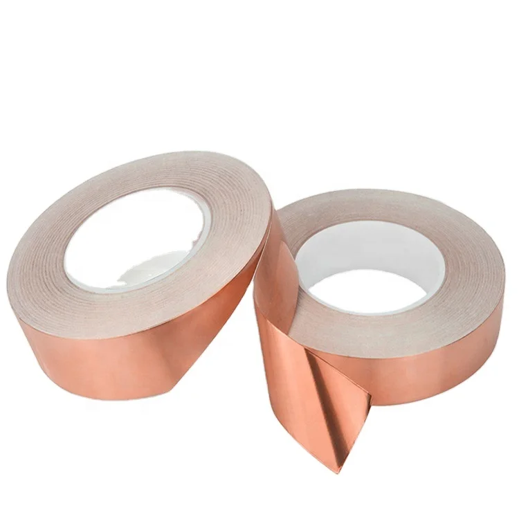 
0.12mm thick Canafull conductive Copper fabric Electrically Adhesive tape for Guitar and EMI Shielding Slug Repellent 