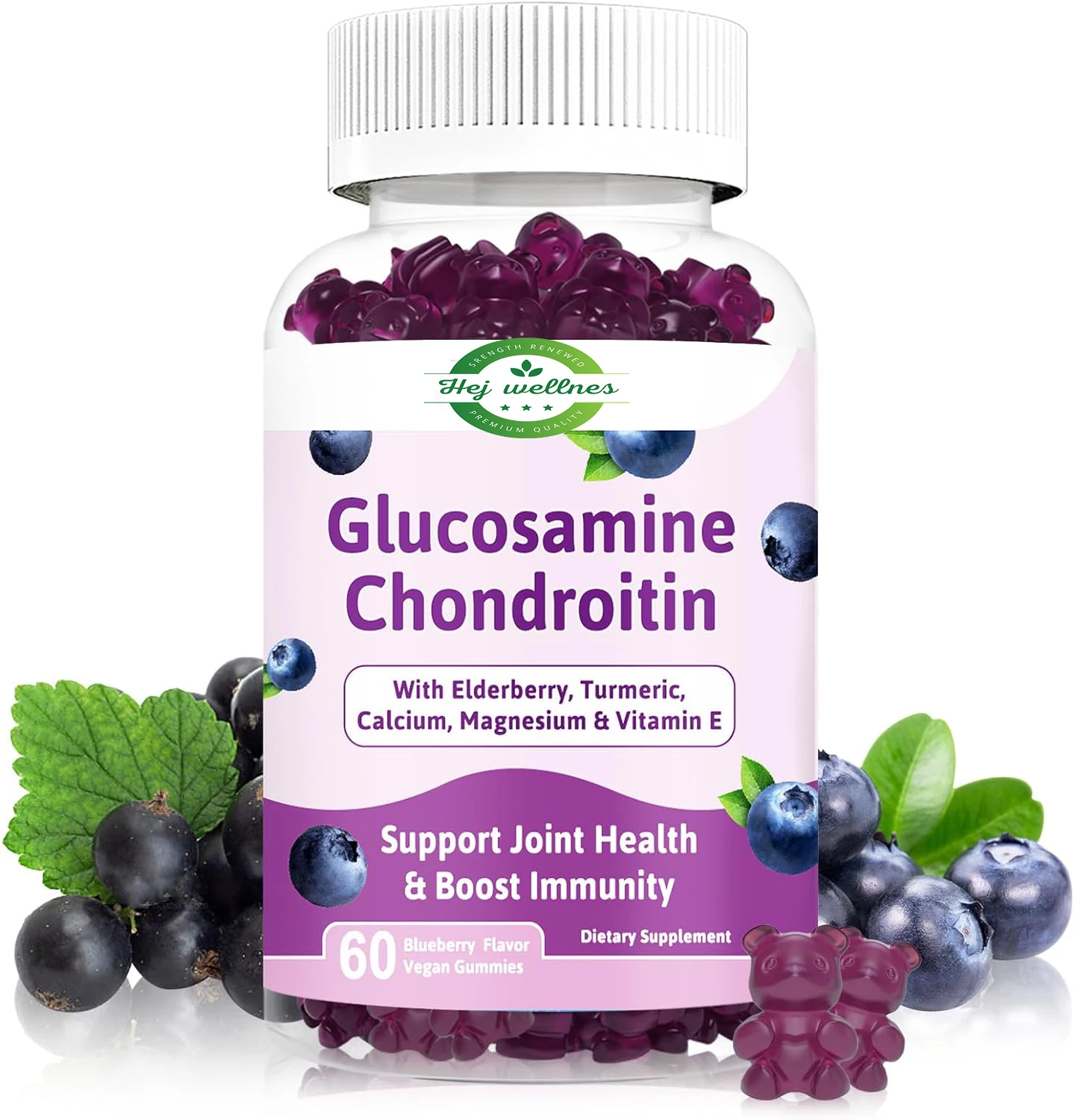 Joint Support Supplement Men Women Sugar-Free Glucosamine Chondroitin Gummies 1500mg Glucosamine with MSM Calcium Boswellia