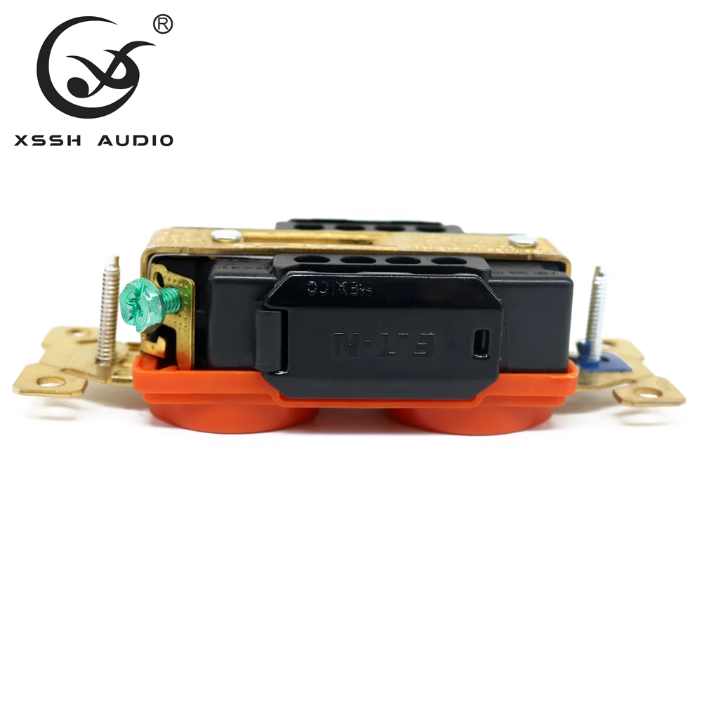 3 Pins Outlets YIVO XSSH Audio HIFI DIY OEM ODM Red Copper Hospital Grade DUPLEX Receptacle 20A US Power Electric Plug Socket