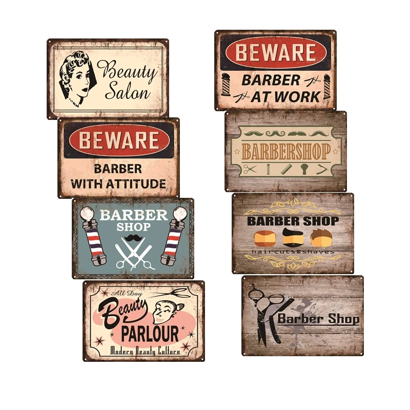 Barber Shop Beauty Salon Hair cut Shaving Metal Tin Sign Shop Decor Vintage Poster Antique Iron Painting Souvenirs