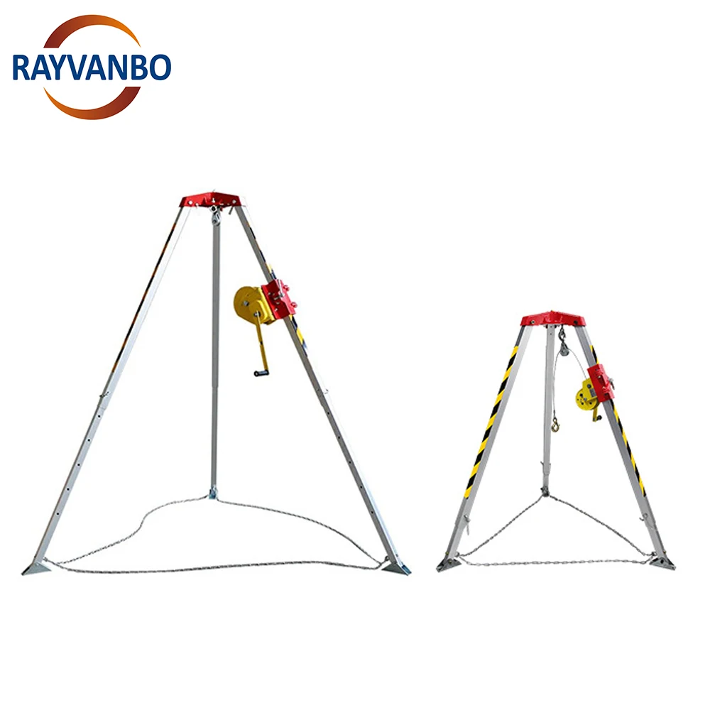 Aluminum tripod for fall protection and rescue at the bottom of the well