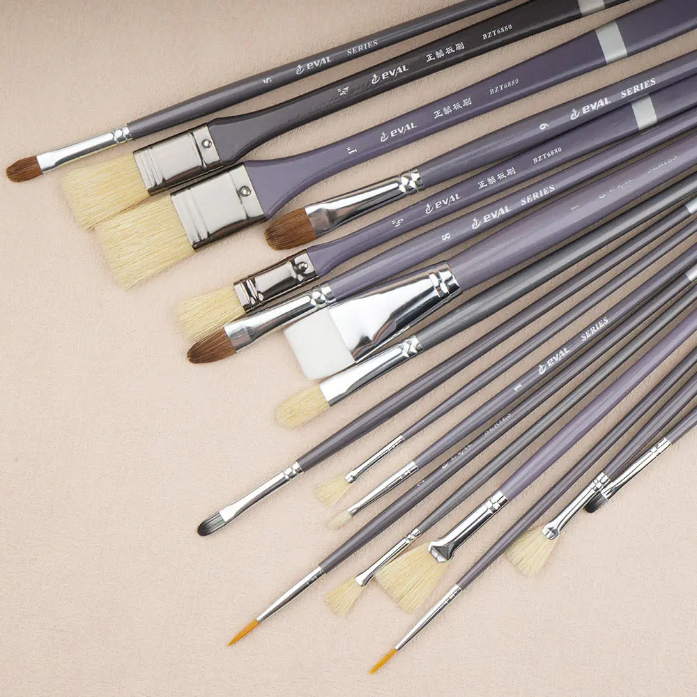 YIHUALE factory wholesale 17pcs oil art supplier watercolor acrylic oil nylon hair artist paint brush set with canvas bag