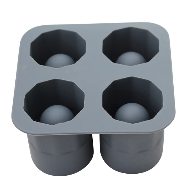 Wholesale Food Grade 4 Cavities Shot Glass Shaped Platinum Silicone Ice Cube Tray