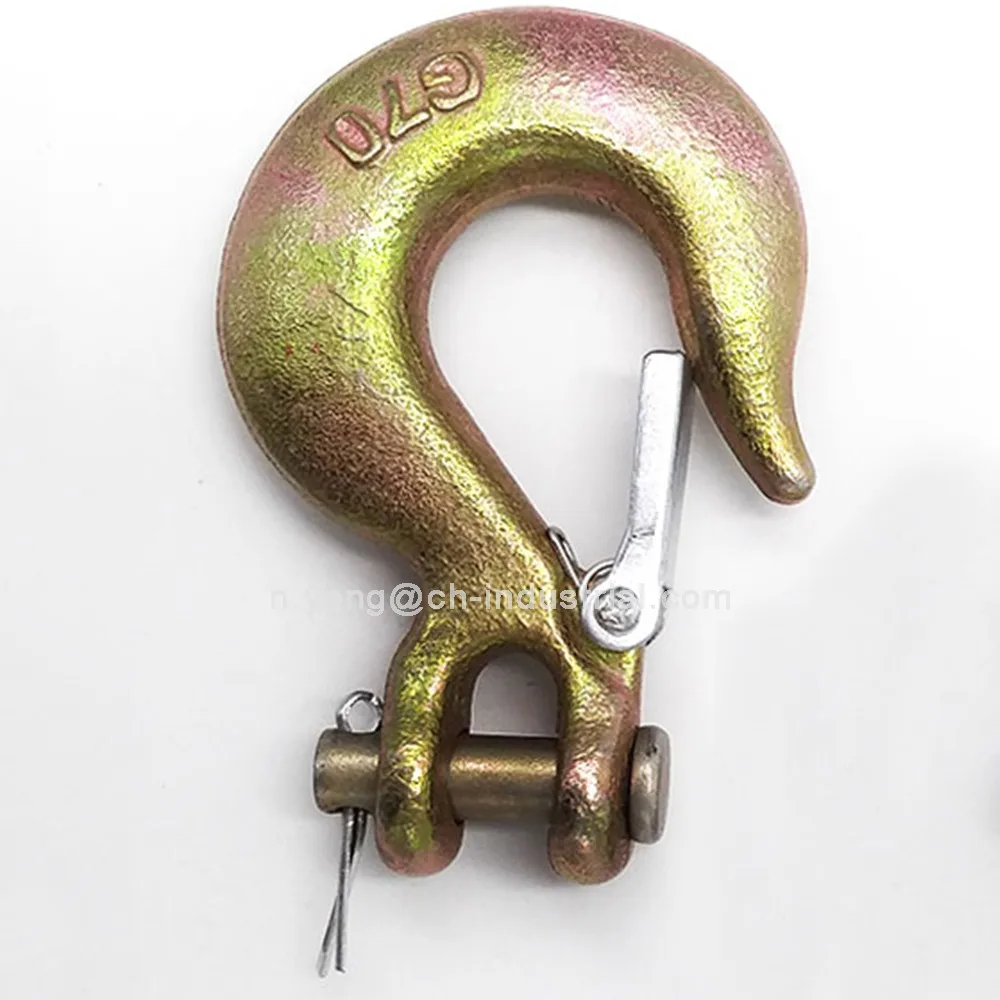 Tow Chain Clevis Grab Hook G70 Clevis Slip Hook with Safety Latch Heavy Duty Clevis Chain Hook for Trailer Truck Transport
