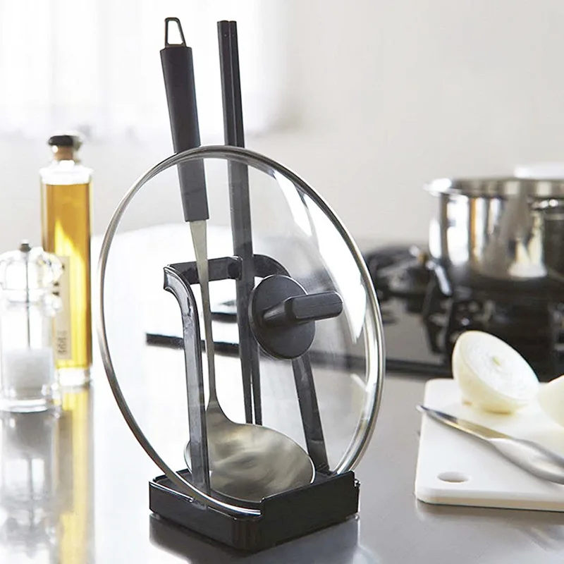 Kitchen utensil and iPad holder Pot lid stand spoon rest Kitchen tools silicone spoon holder Metal pot lid holder