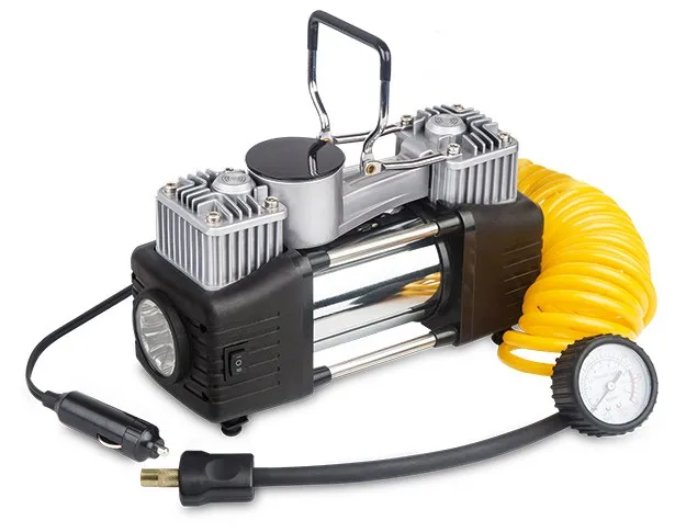 double cylinder portable car air compressor 12v with battery clamp