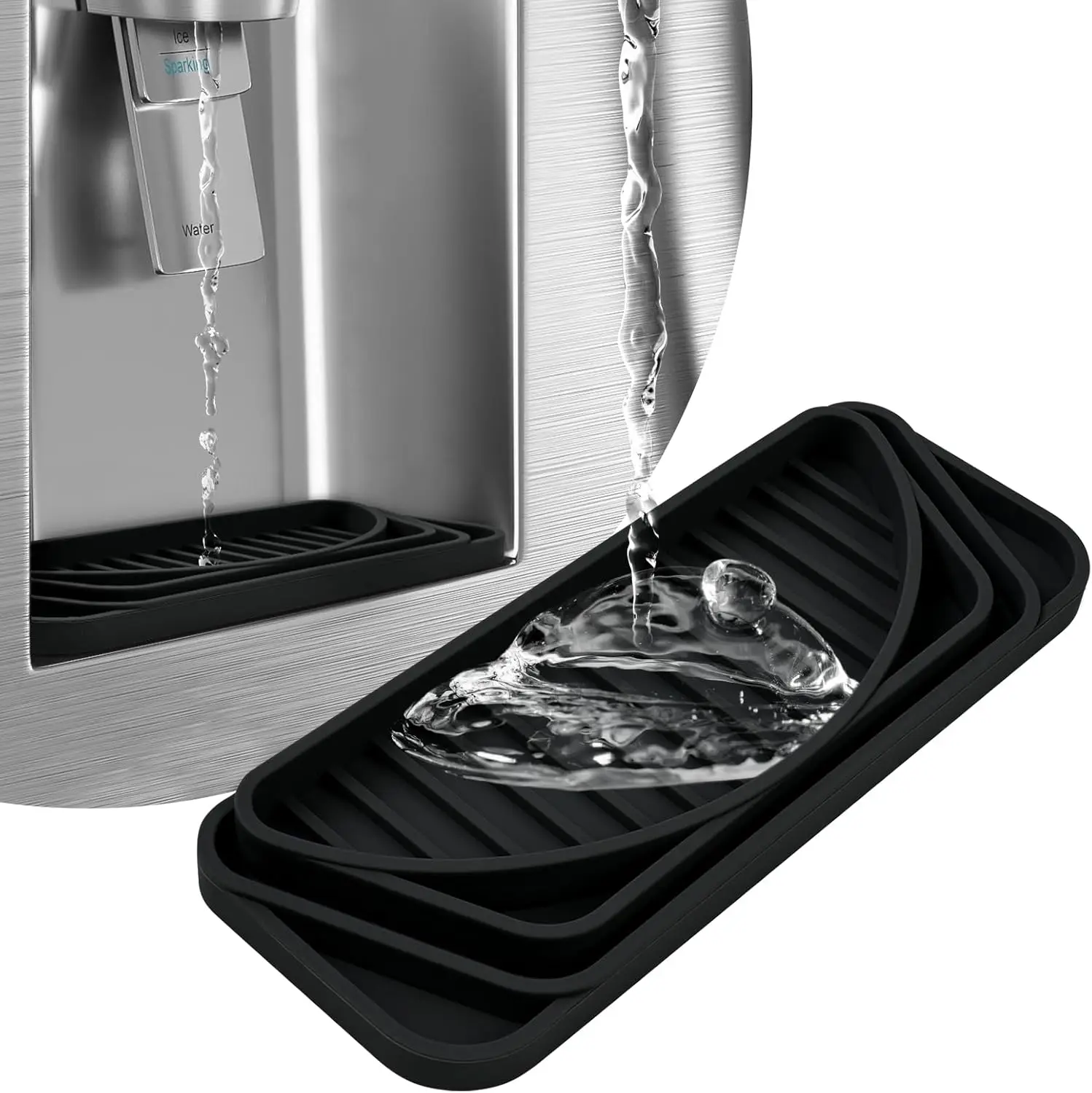 Dishwasher Safe Silicone Water Drip Pan For Fridge , Water Dispenser Silicone Refrigerator Drip Catcher