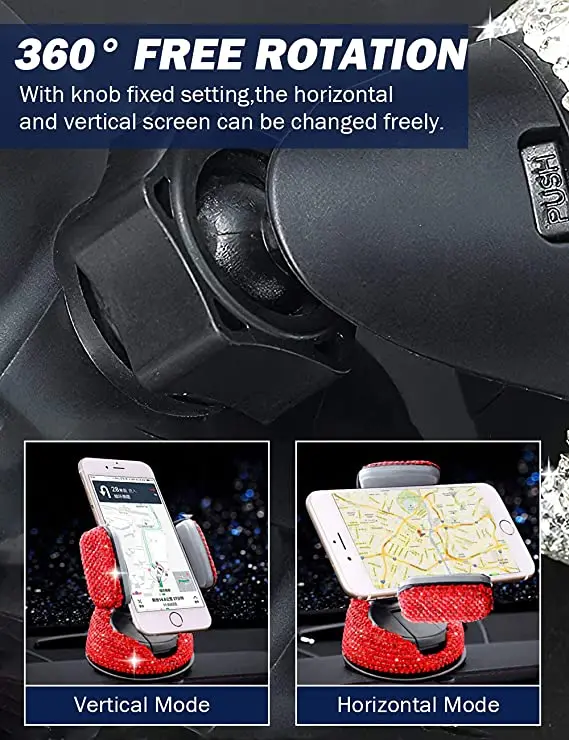 Premium 360 Rotation Car Air Vent Mount Mobile Stand Phone Holders with Bling Rihnstone