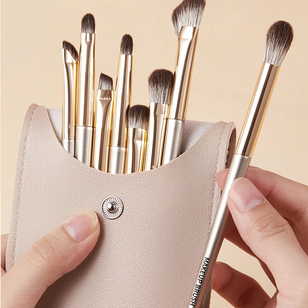8Pieces Soft Synthetic Eye Makeup Brush Set with PU Bag For Blending Eyeshadow Eyeliner Crease Eyebrow Brighten Eye GECOMO Brush