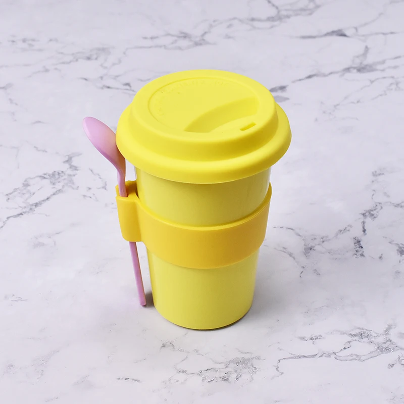 Reusable environment-friendly PLA polylactic acid coffee cup with lid can be fully degraded