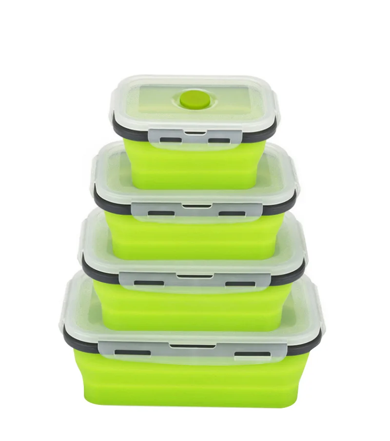 Silicone Collapsible Lunch Box Bowl Benton Containers Microwave Oven Available With Leakage-proof Lid