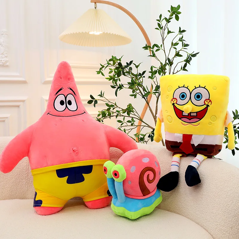 Cute Sponge Bob SquarePants Doll and Pai Daxing Doll Small Snail Plush Large Bed Pillow Doll
