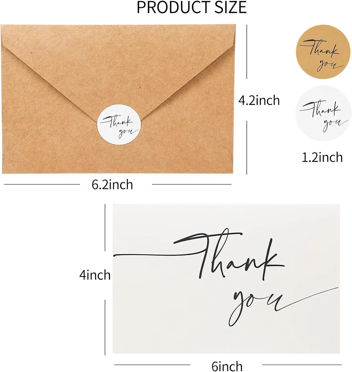Hot sales Thank You Cards with Kraft Envelopes with Stickers  Minimalistic Design Bulk Gift Card Logo Print
