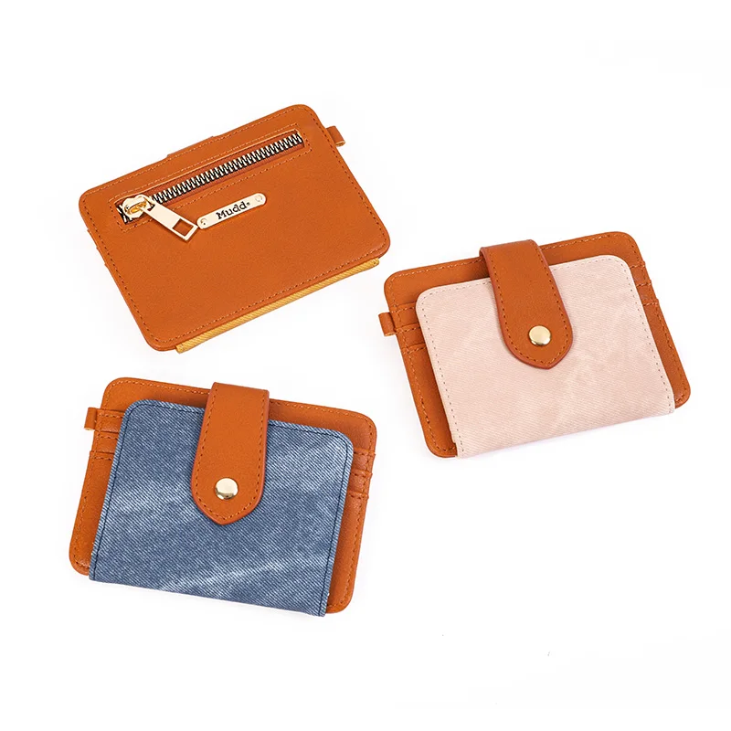 Factory Direct Sale PU Button Card Holder Wallet Customized Foldable Small Short Purse For Women