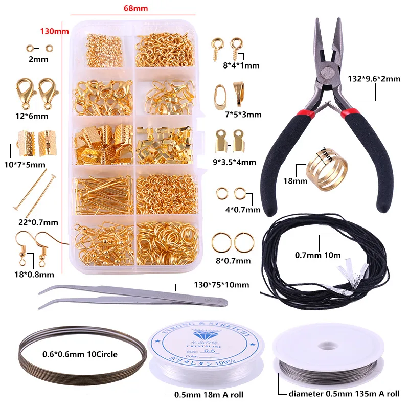 New Handmade DIY Earrings Material Earring Accessories Set Lobster Clasp Pliers with Tool Kit