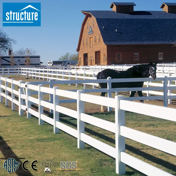 China Manufacturer Wholesale 3 Rails PVC Plastic Vinyl Outdoor Farm Horse Fencing