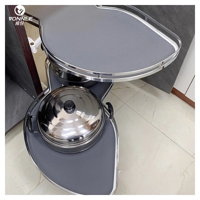 Hot Sale High Quality Corner Pull Basket Magic Corner Kitchen Revolving Basket Swing Trays Rotating Storage Basket