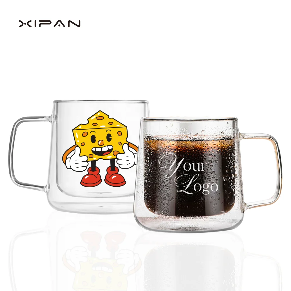 Классическая чашка 400 мл для чая кофе эспрессо двойная прозрачная стеклянная с картонной коробкой вечеринок заводская цена