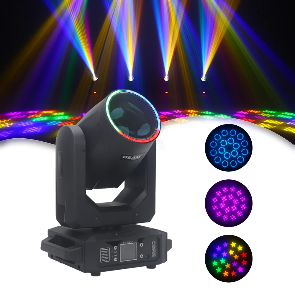 LED Beam Moving Head 200W Gobo Spot Night Club Dj Lights 18Prism Rainbow DMX Sharpy Stage Light Mini Moving Head Light for Event