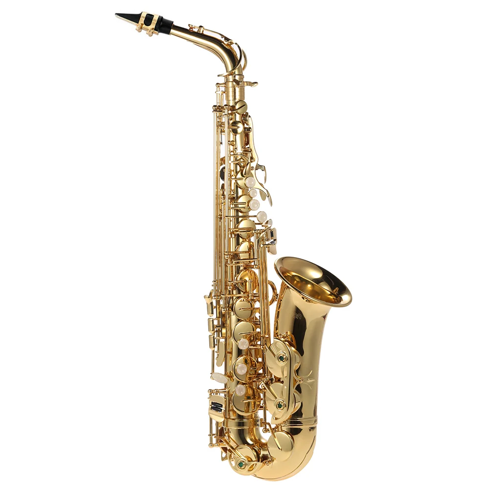 Альт-саксофон bE латунный лакированный Золотой E плоский Sax 802 тип ключа древесный инструмент с чистящей щеткой тканевый