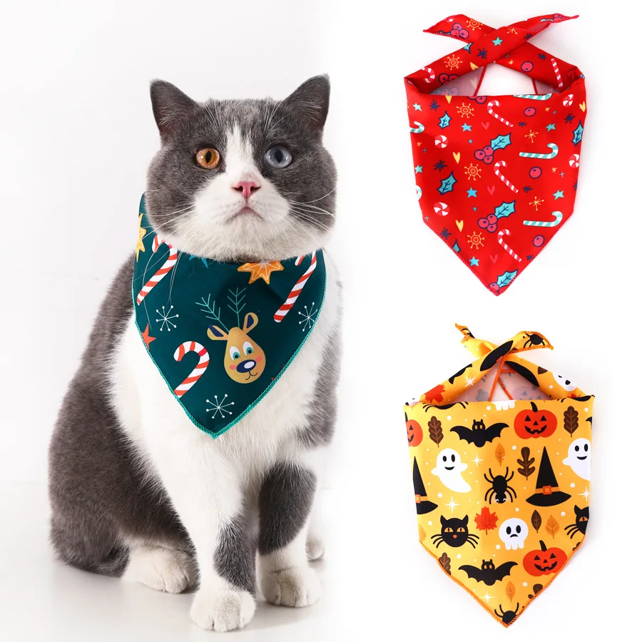 Manufacturer wholesale christmas halloween design dog cat bandana
