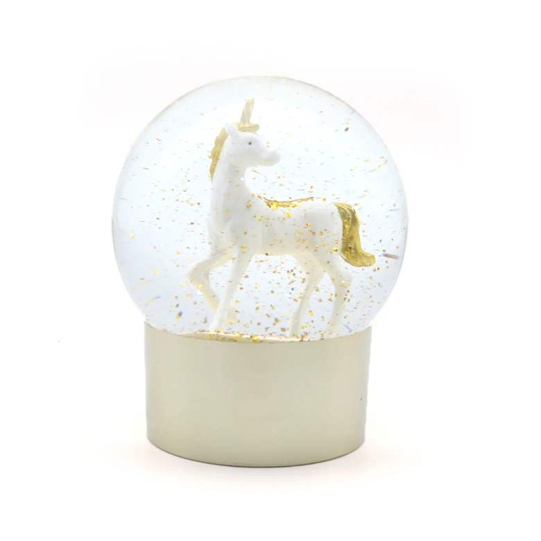 Lovely Resin Snow Globes Golden Unicorn  Water Globe For Home Decoration