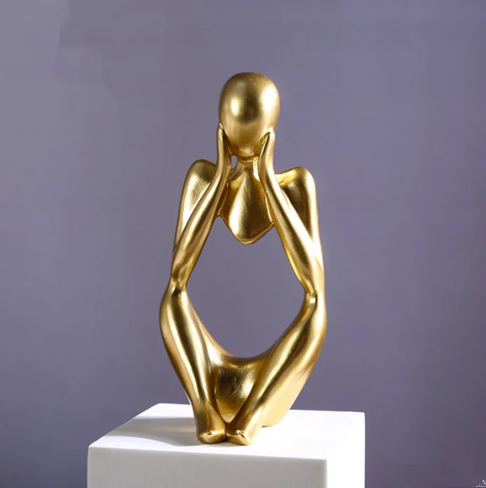 Home Decor Resin Statue Thinker Style Decoration Abstract Sculptures Collectible Figurines for Modern Office Shelf Desktop