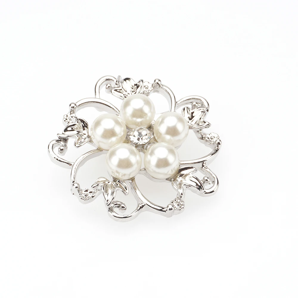 Custom Women Small Flower Brooch  Pins Round Retro Jewelry Pin Bouquet Crystal Cheap Pearl Rhinestone Brooches Wholesale