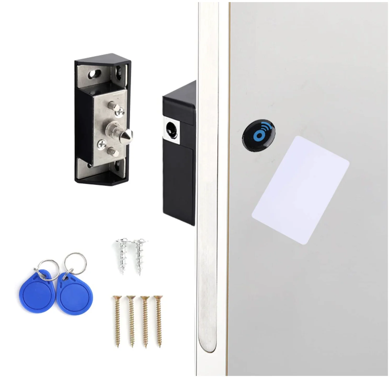 Electronic Cabinet Lock Kit Set with RFID Card and Tag Entry - Hidden DIY Locks for Wooden Cabinet Drawer Locker