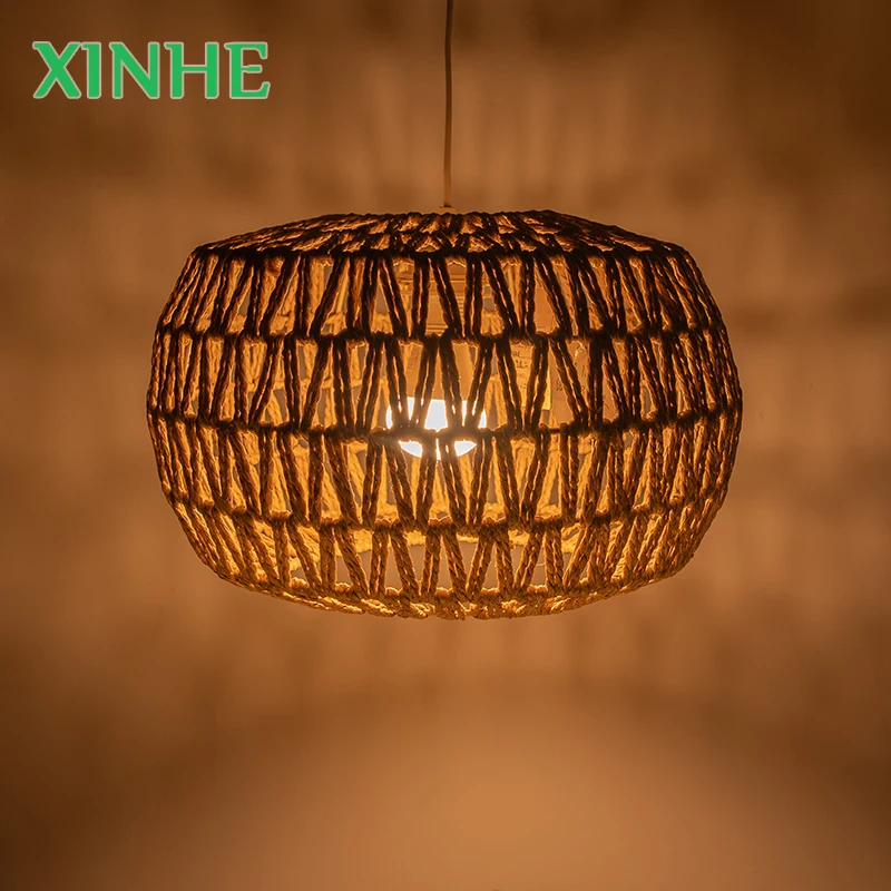 XH плетеная подвеска абажур бумажная веревка тканая круглая тень