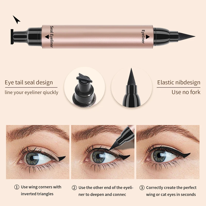 Custom eyeliner black liquid thin cat eye liner matte waterproof double-sided Private Label eyeliner pencil liner makeup