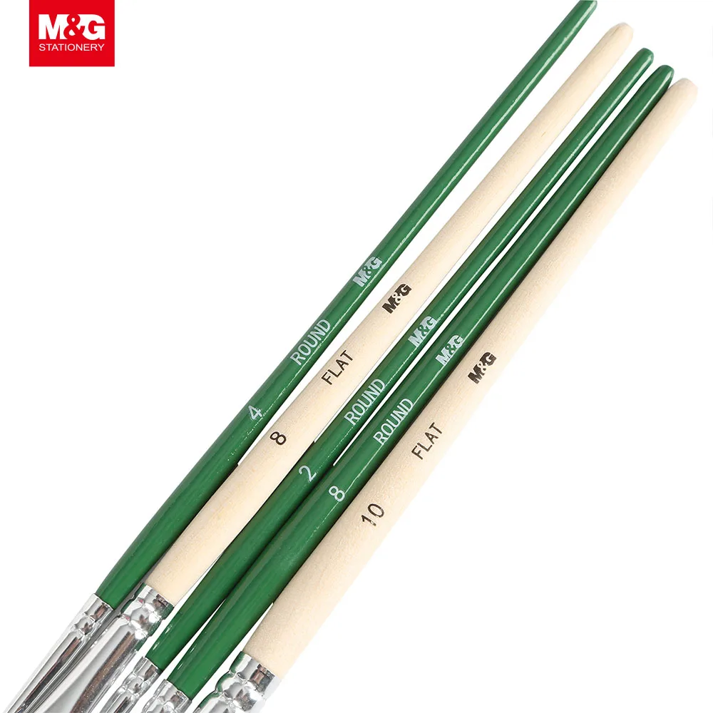 M&G 2Pcs/3Pcs/5Pcs Set Water Color Brush Gouache Artist Wood Paint Brush