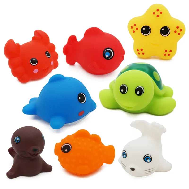 Cartoon Toddler Soft Rubber Bathroom Shower Toy BPA Free Plastic PVC Baby Sea Animal Bath Toys