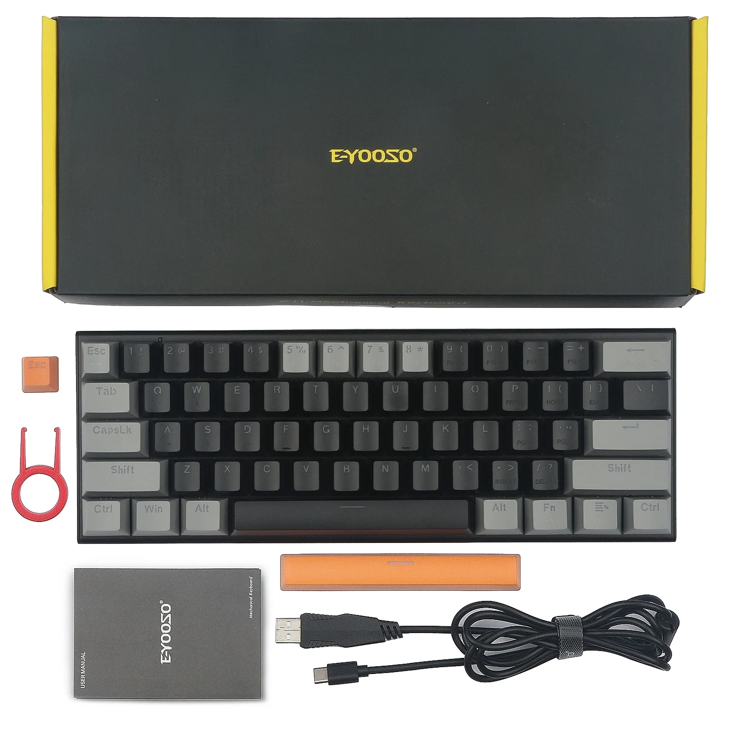 Professional 61 Key LED Backlit Mechanical Gaming Keyboard USB Wired 60 percent Mechanical Keyboard