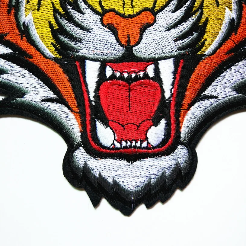 Custom fashion Big Tiger Fabric Patch Embroidery Sew On Patches For Clothing DIY Decoration Clothes Stickers Applique Badge