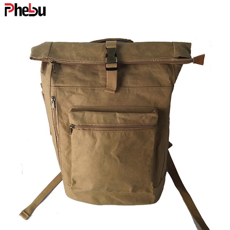 Tyvek Paper khaki Rucksack Backpack Travel Urban Bicycle daypack Eco Friendly Backpack