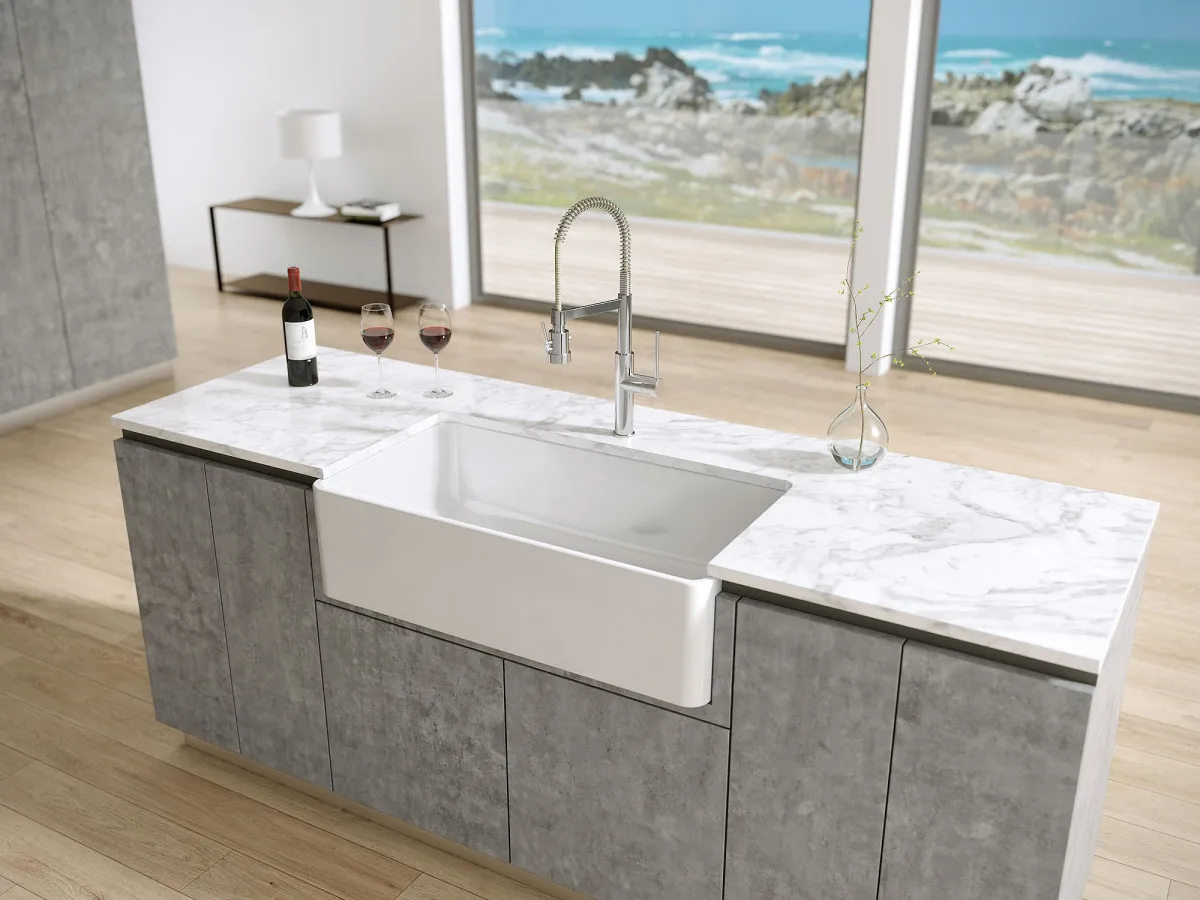 YUSON YS27101W-3618 FFC 36 дюймов фартук дом кухонная раковина Белый Фартук Кухонная мойка