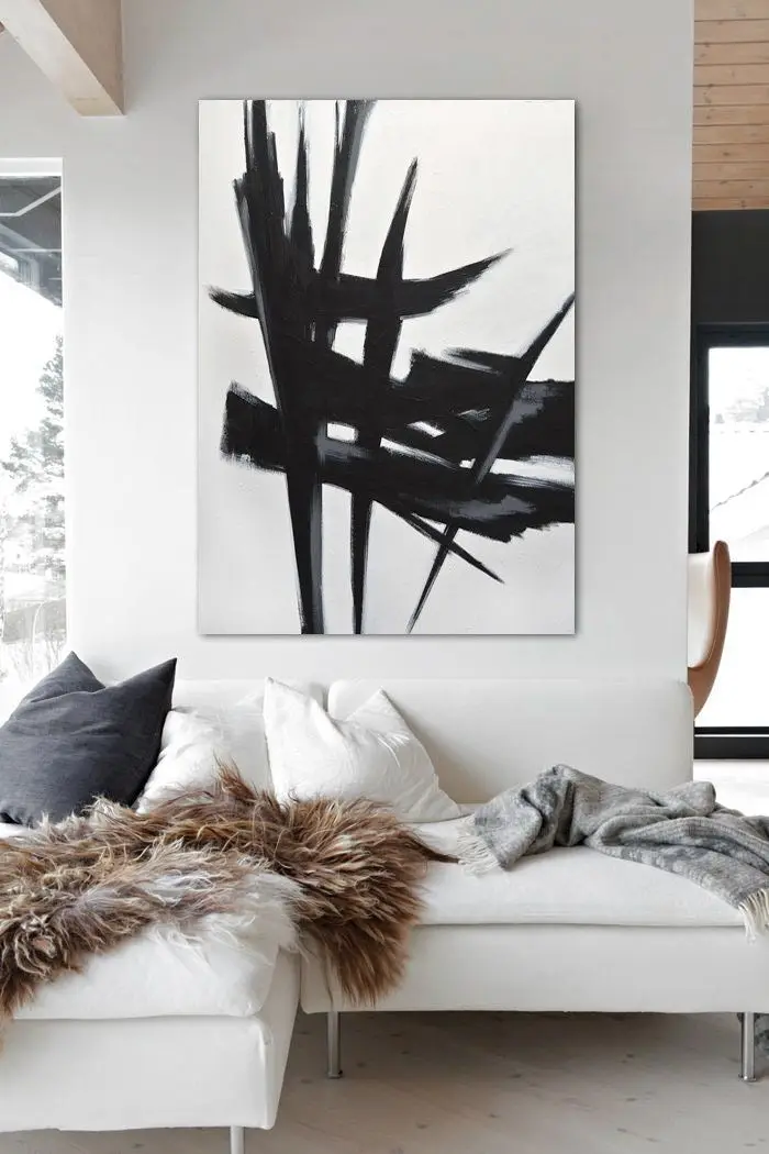 Wholesale High Quality Black and White Painting Handmade Black and White Oil Paintings