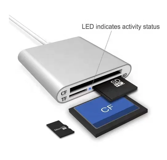 High Quality Super speed USB 3.0 3 In 1 Card Reader for Micro SD Card/CF Card/TF Card