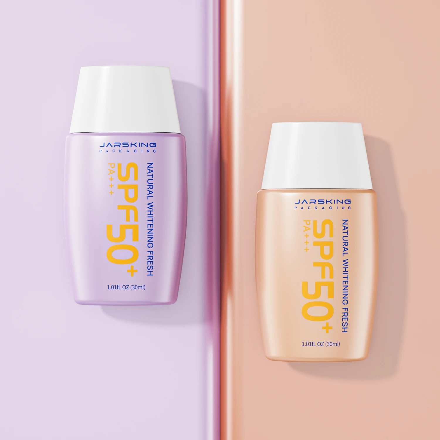 Luxury flat oval shape PE plastic cosmetics bb cream sunscreen squeeze bottle 30ml 50ml for sunscreen