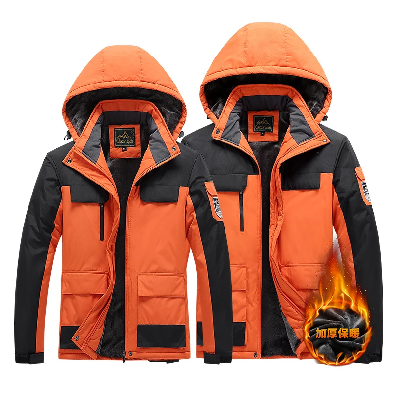 
Large size plus velvet thick cotton-padded jacket windproof and waterproof jacket camping jacket 
