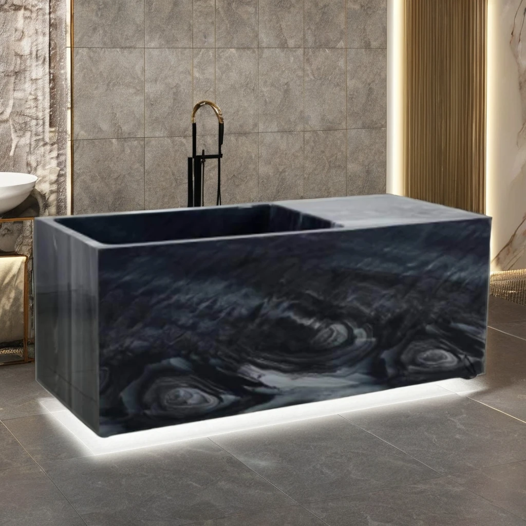 Modern black Freestanding Spa Tub Built-In Refrigerator Cold Plunge Ice Bath Soaking Pool Indoor Bathroom CUPC luxury bath tubs