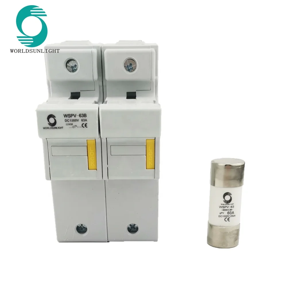 Worldsunlight WSPV-63 CE 22*58 мм gPV 20kA dc 60A цепи 2pole PV солнечная dc1000V держатель