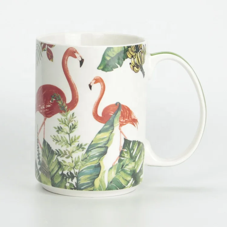 Custom elephant print fully wrapped ceramic wholesale porcelain mugs