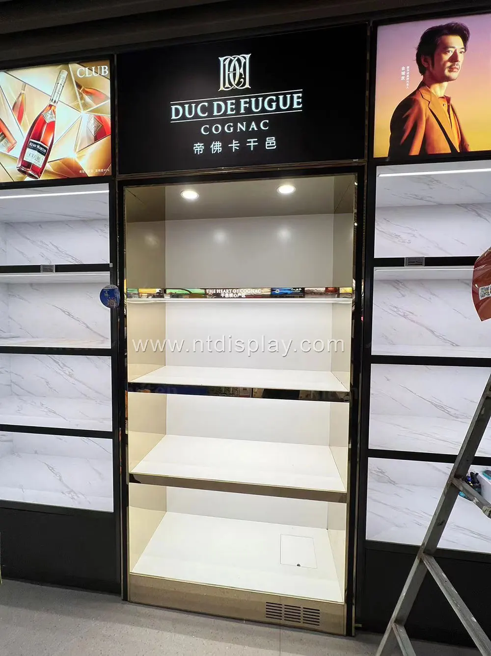 liquor bottle supermarket wine display cabinet floor stand beer bottle display shelf