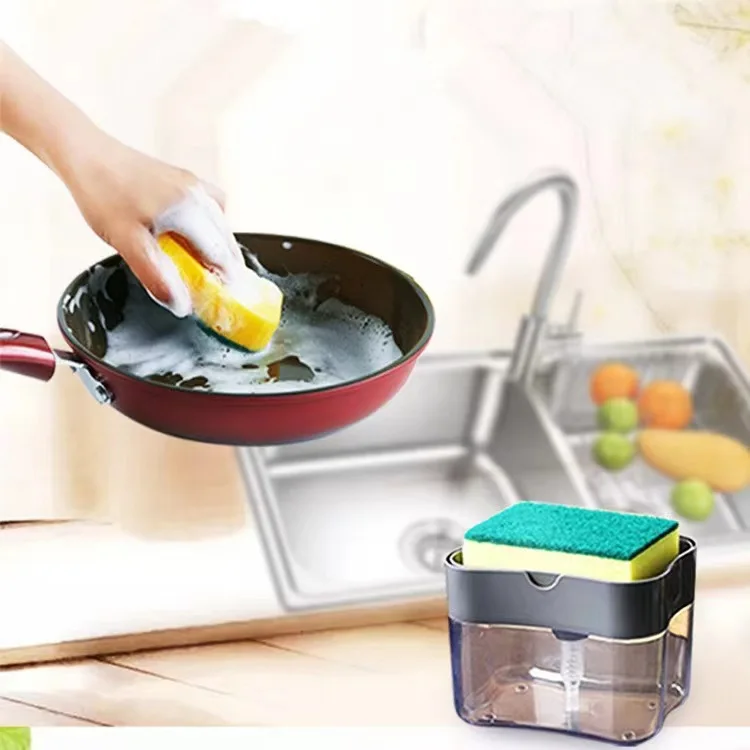 FS314 Detergent presser cleaning pot brush kitchen automatic liquid filling box scouring pad dish brush pot artifact soap box