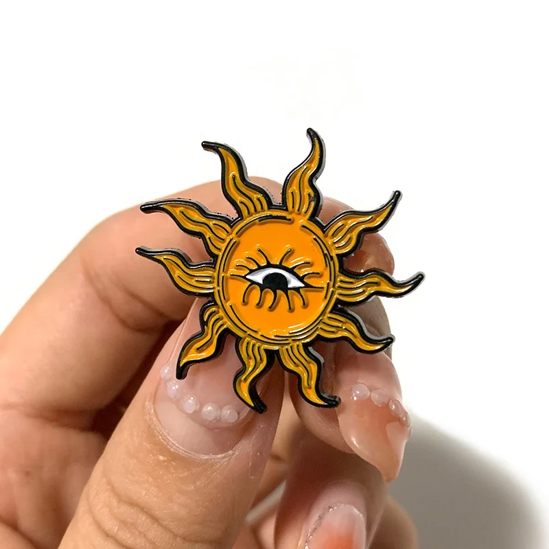 No Minimum Metal Badge Manufacture Wholesale Metal Soft Enamel Pins Bulk Sun Eye 3D Lapel Pins Custom Enamel Pin