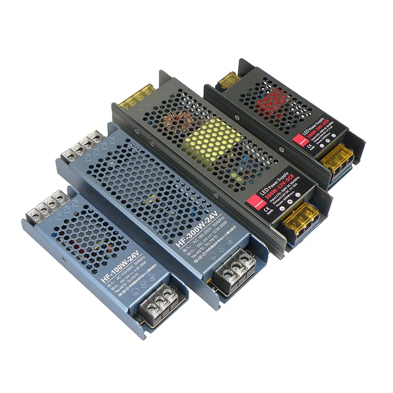 Трансформаторы для освещения 12 В 24 48 постоянного тока светодиодный импульсный источник питания 100 Вт 200 400 Светодиодный драйвер световой ленты домашнее