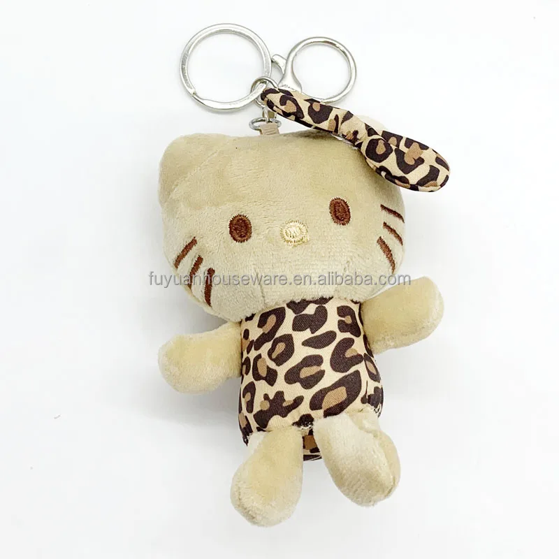 4.5' Newest Fashion Plush toys Hello Kitty Stuffed Charm Holder Cartoon KT Cat Leopard Pattern HOT Selling Accessories